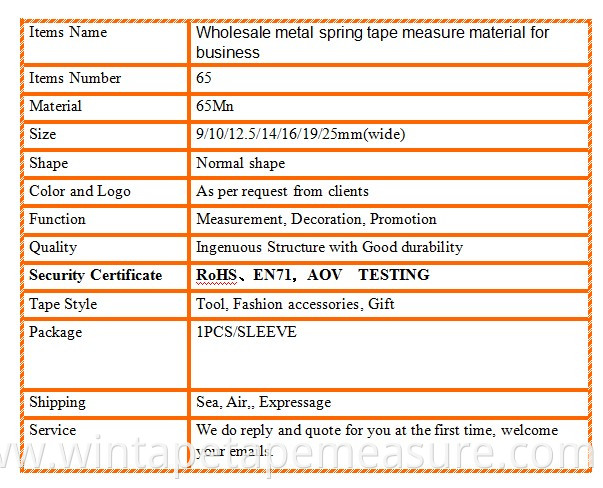 19mm/20mm rolled bending steel tape measure materials with custom sizes